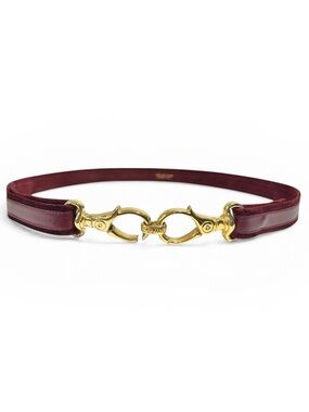Celine Bordeaux Burgundy Leather & Suede with Gold Belt
